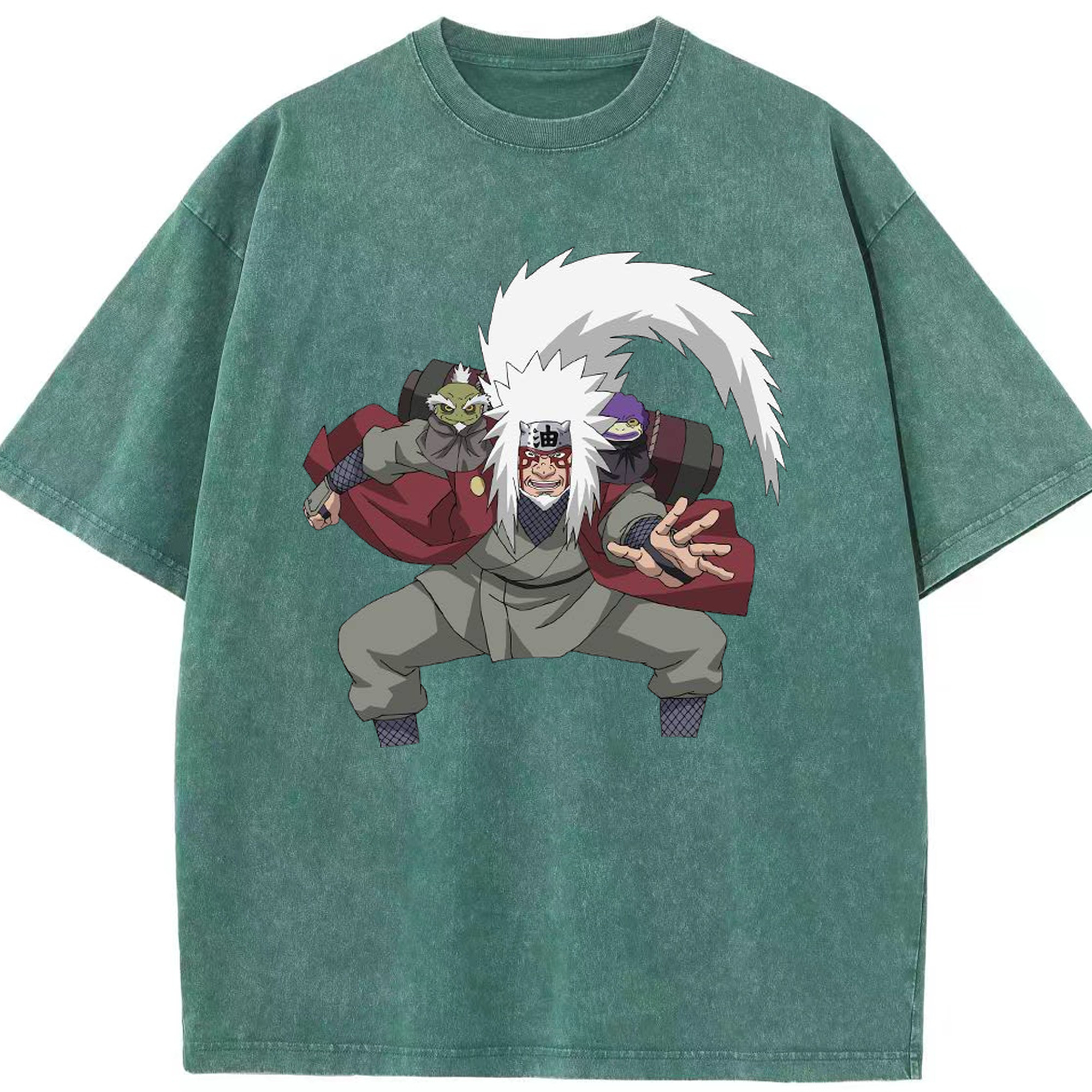 （画像用） NARUTO -ナルト- 自来也（じらいや） Jiraiya 綿100% ヴィンテージ風 半袖Tシャツ（フロントプリント）